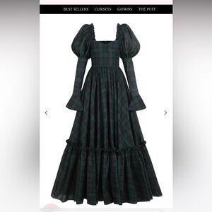 ISO Selkie Scotland Run Elegant Green Plaid Maxi Dress